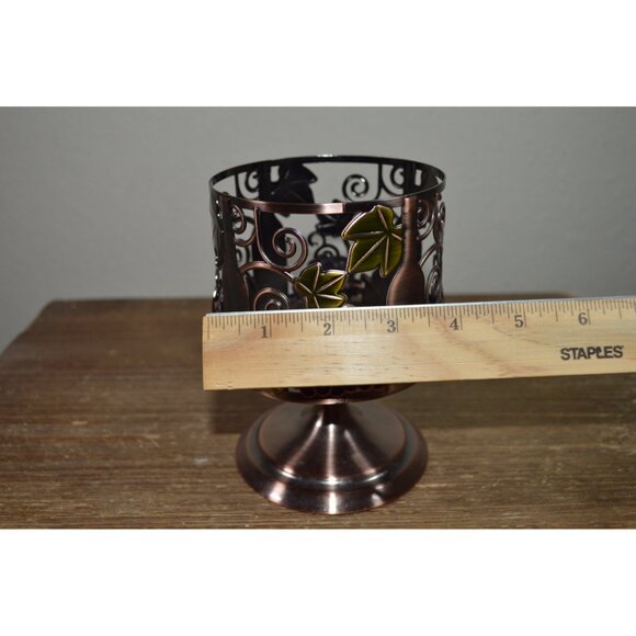 Bath and Body Works Wine & Grapes Design Pedestal Candle Holder Metal Rustic - Picture 10 of 10